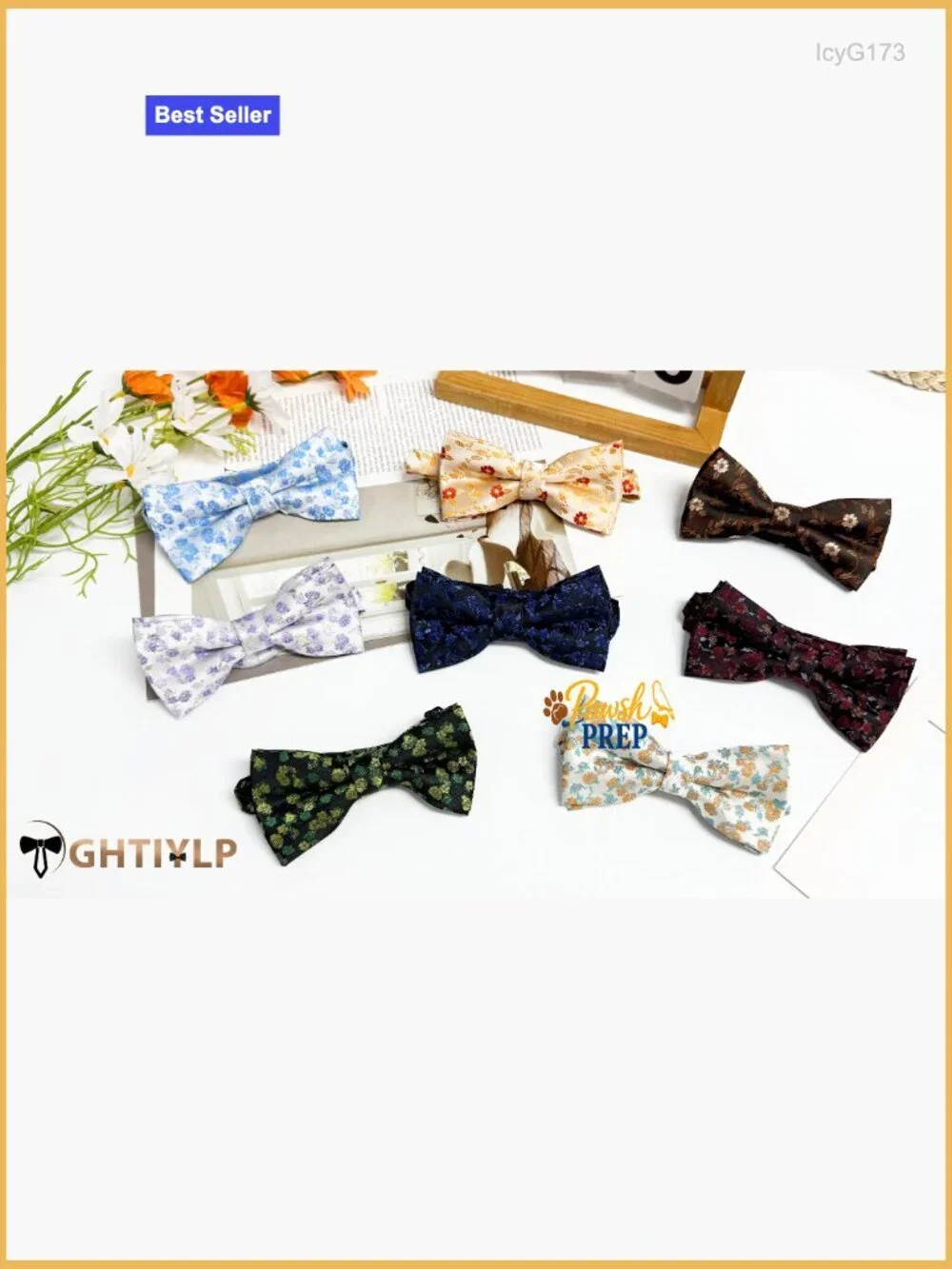 Pre-Tied Satin Bow Tie for Men, Adjustable Floral Pattern Formal Wedding